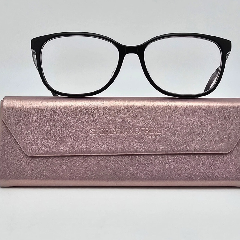 Gloria Vanderbilt Zyloware 2001 Black Pink Eyeglasses Frame w/ Case 52-15-135